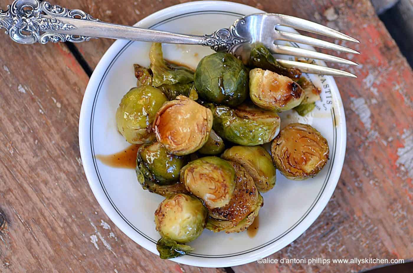 brussels sprouts with a ruby red honey ginger soy glaze