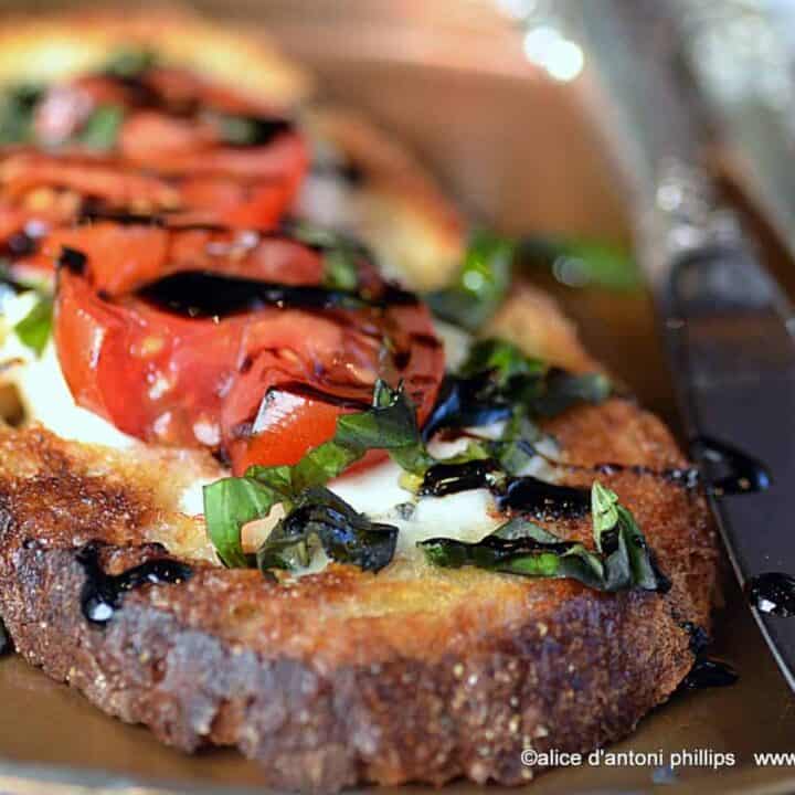 caprese open face sandwich