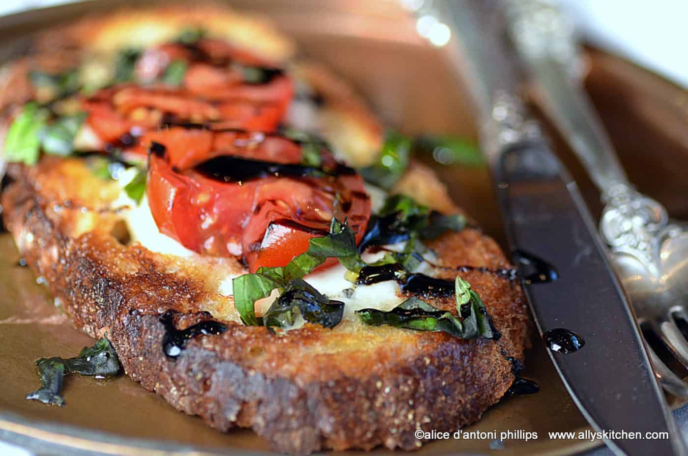 caprese open face sandwich