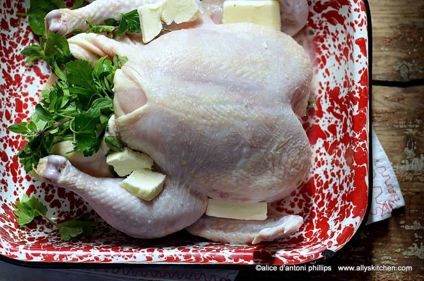 lemon butter herb roasted whole chicken
