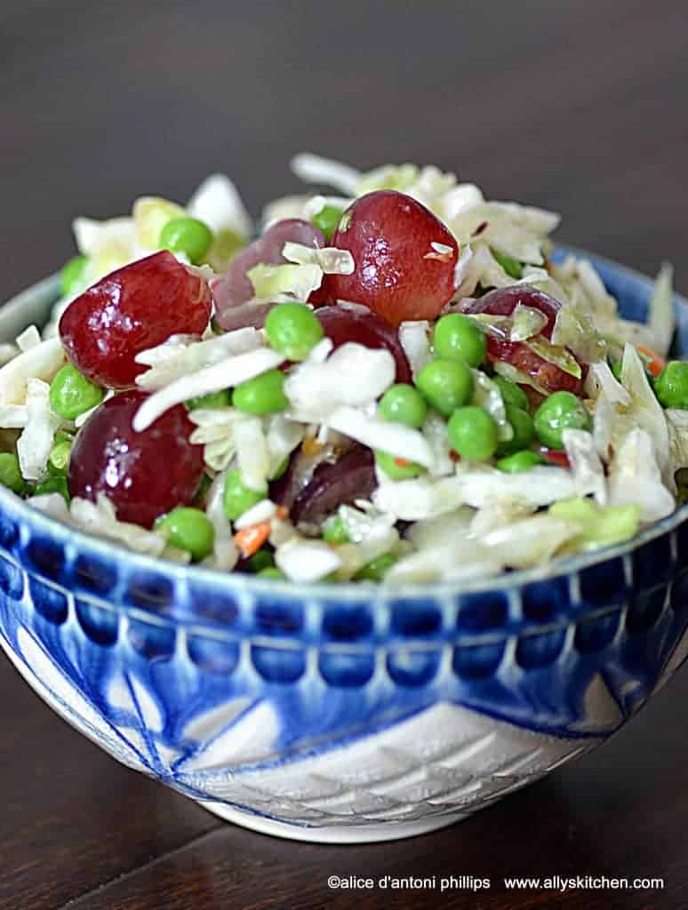 coleslaw peas grapes yogurt dressing