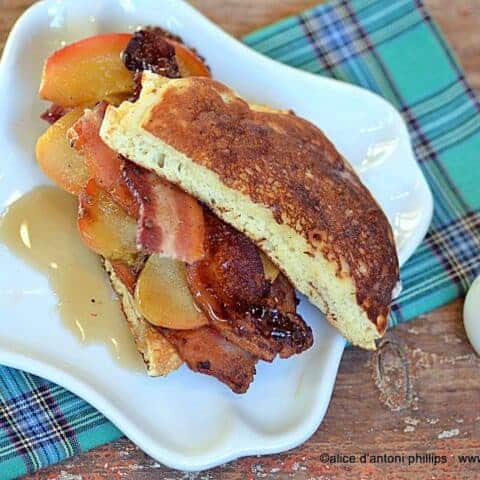 pancake peppered bacon apple sandwich