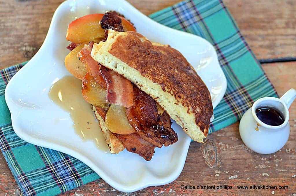 pancake peppered bacon apple sandwich