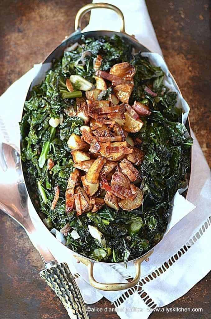 rainbow kale roasted potatoes bacon & maple syrup