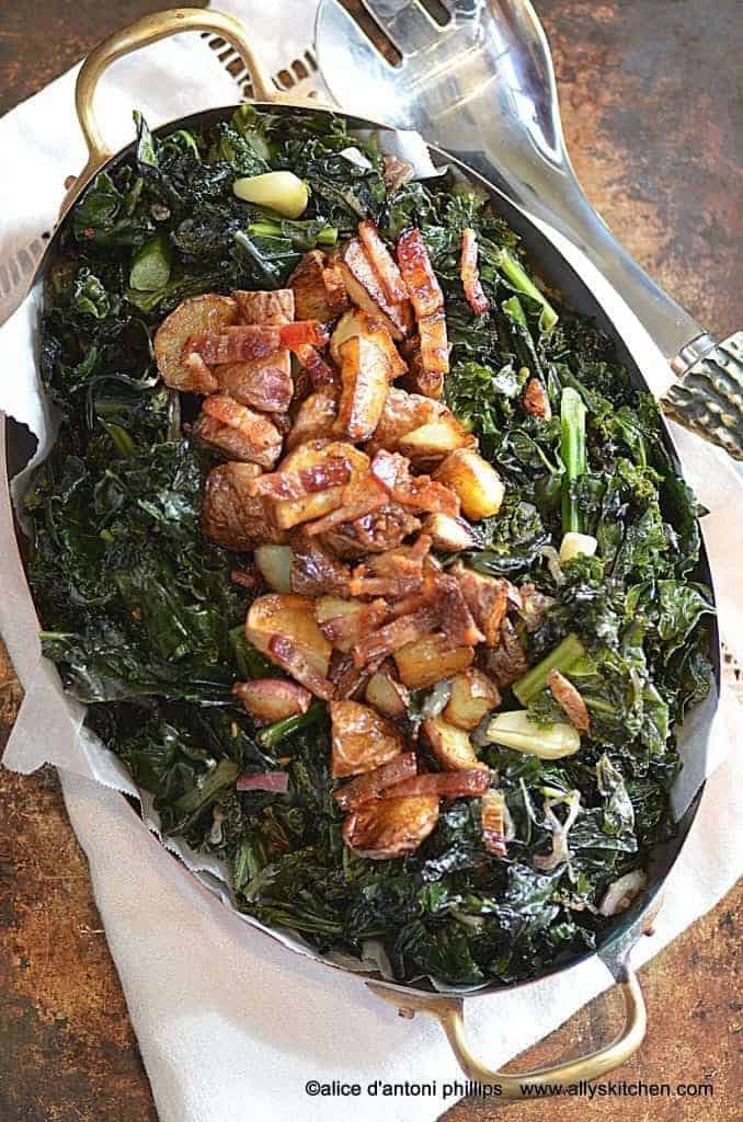 rainbow kale roasted potatoes bacon & maple syrup