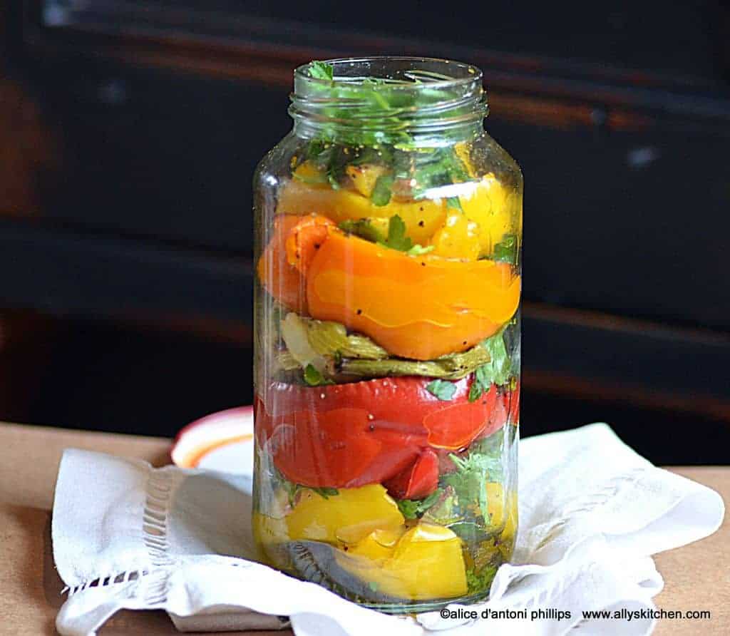 roasted peppers and onions with parsley