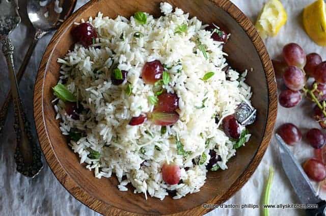 refreshing rice grape salad