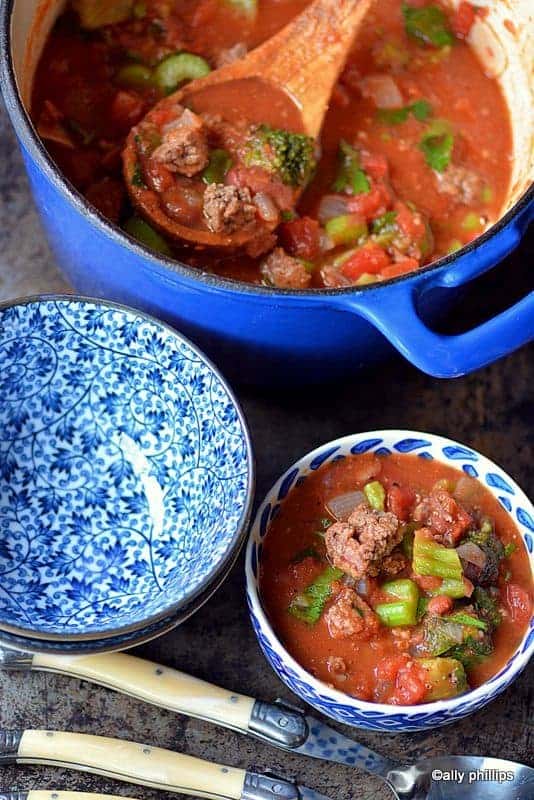 grilled hamburger sriracha soup