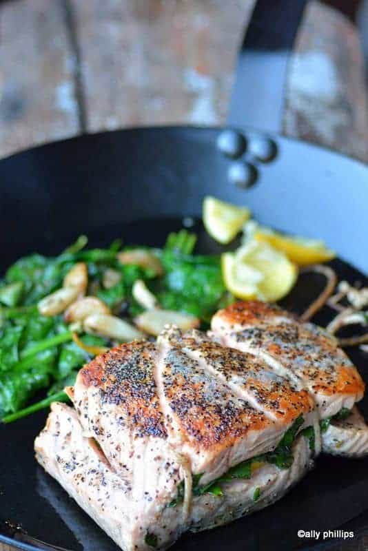 spinach lemon stuffed salmon