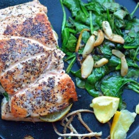 spinach lemon stuffed salmon