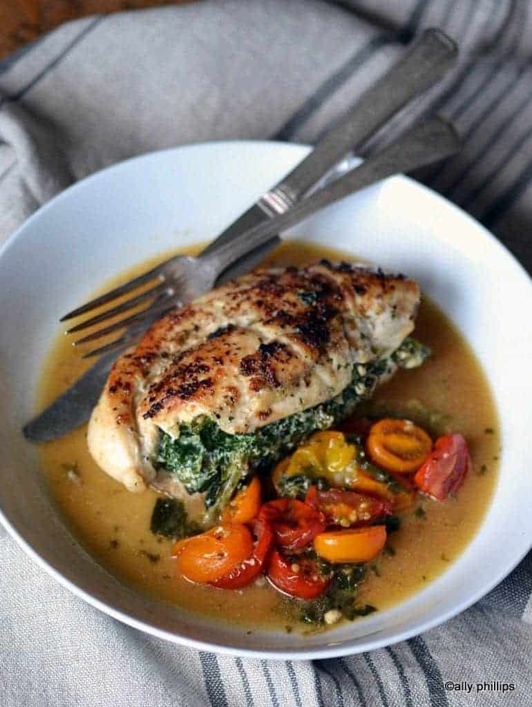 skillet stuffed chicken with spinach & ricotta