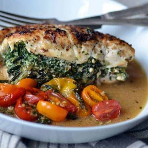 skillet stuffed chicken with spinach & ricotta