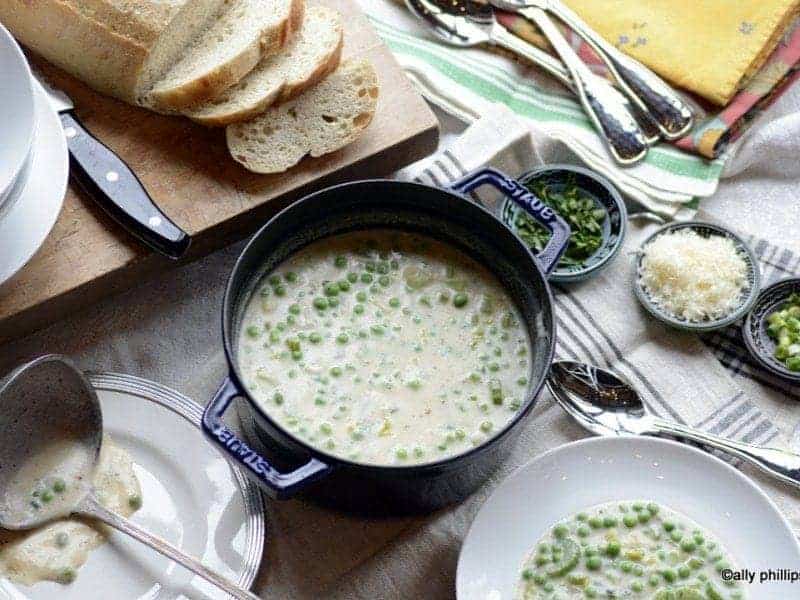 creamy parmesan pea soup
