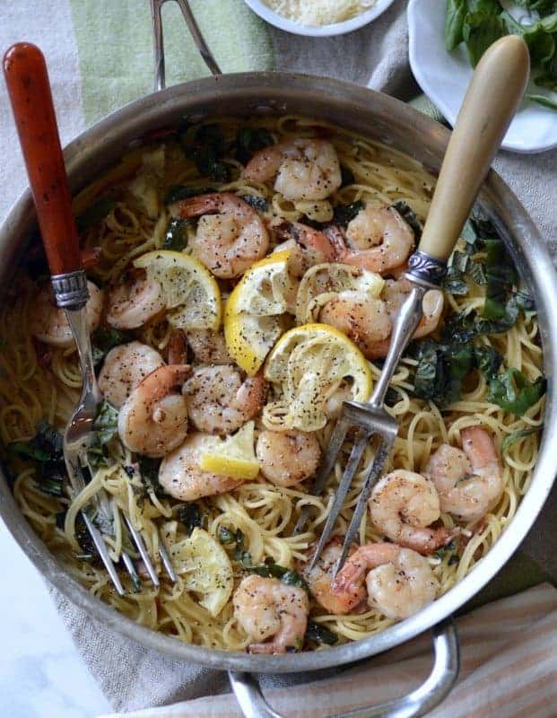 30 minute lemon shrimp pasta