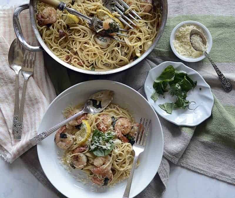 30 minute lemon shrimp pasta