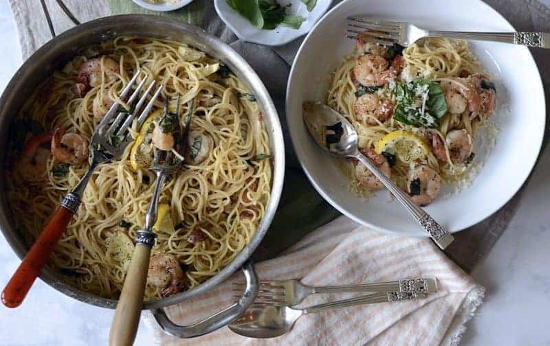 30 minute lemon shrimp pasta