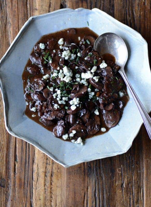 red wine mushrooms with gorgonzola