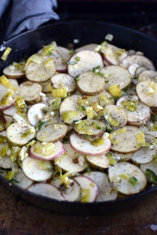 berbere potatoes with leeks & jalapenos