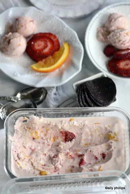 picnic strawberry orange ice cream