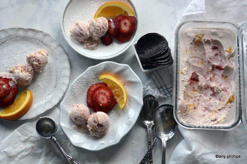 picnic strawberry orange ice cream