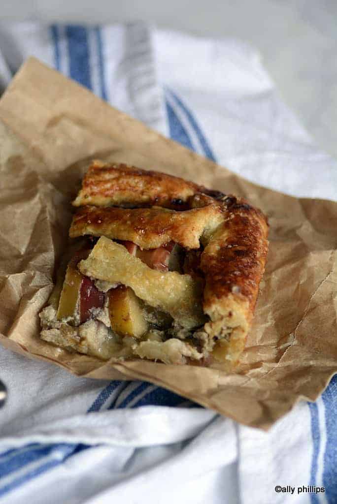 apple fig custard open faced pie