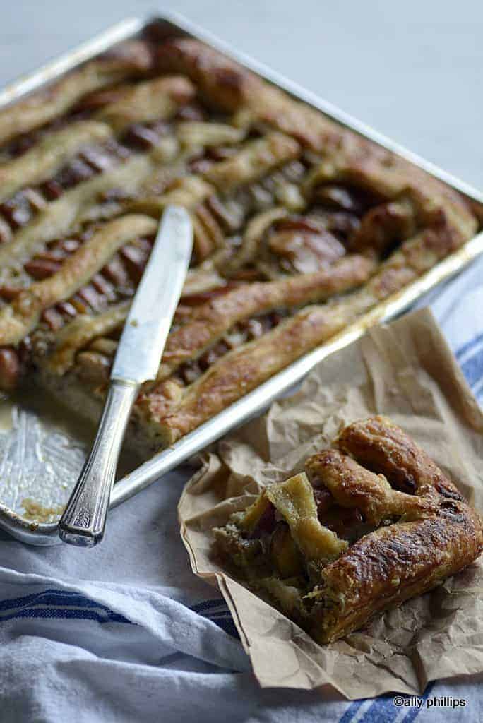 apple fig custard open faced pie