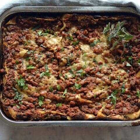 three layer meaty lasagna