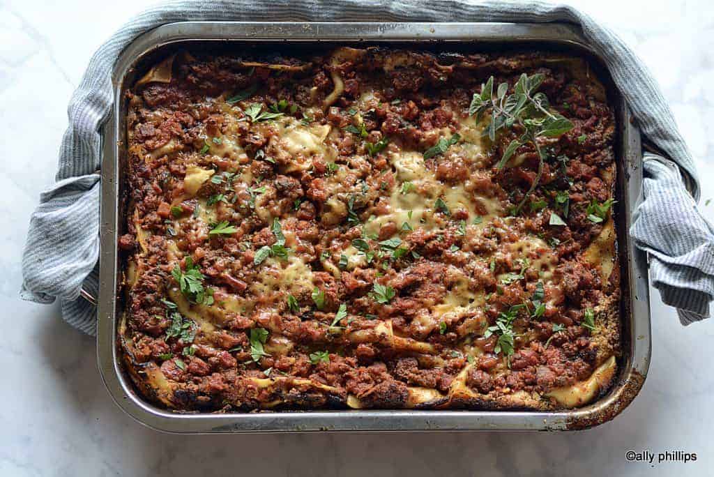 three layer meaty lasagna