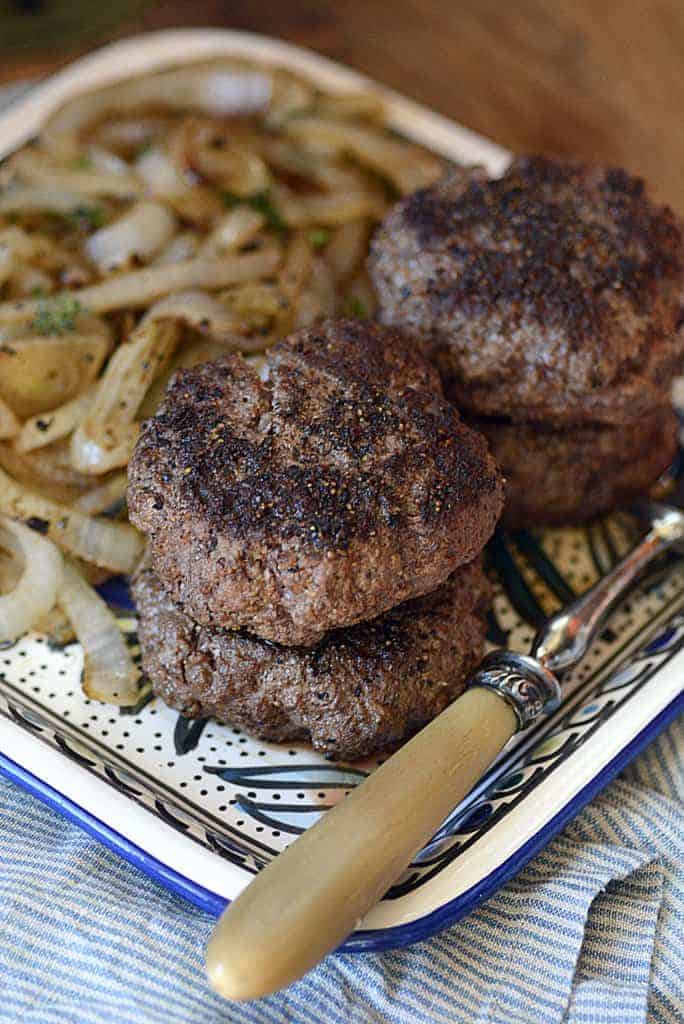 great american diner grilled burger patties & onions