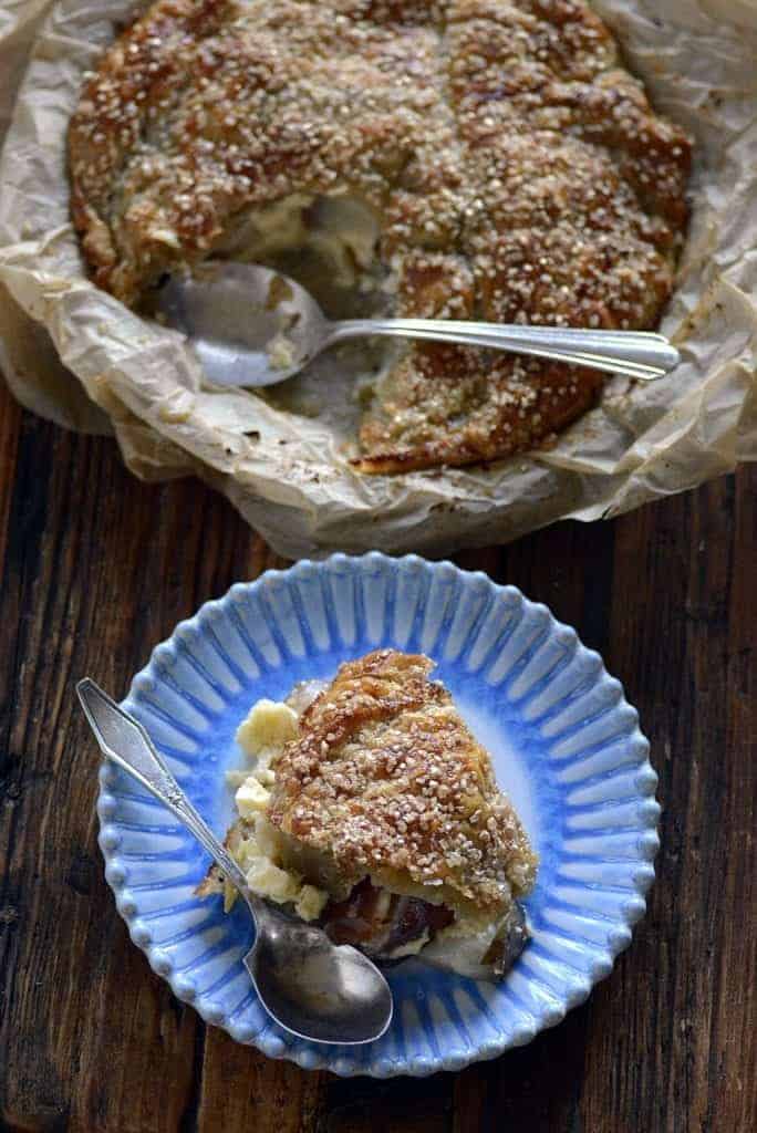 fresh pear custard upside down pie