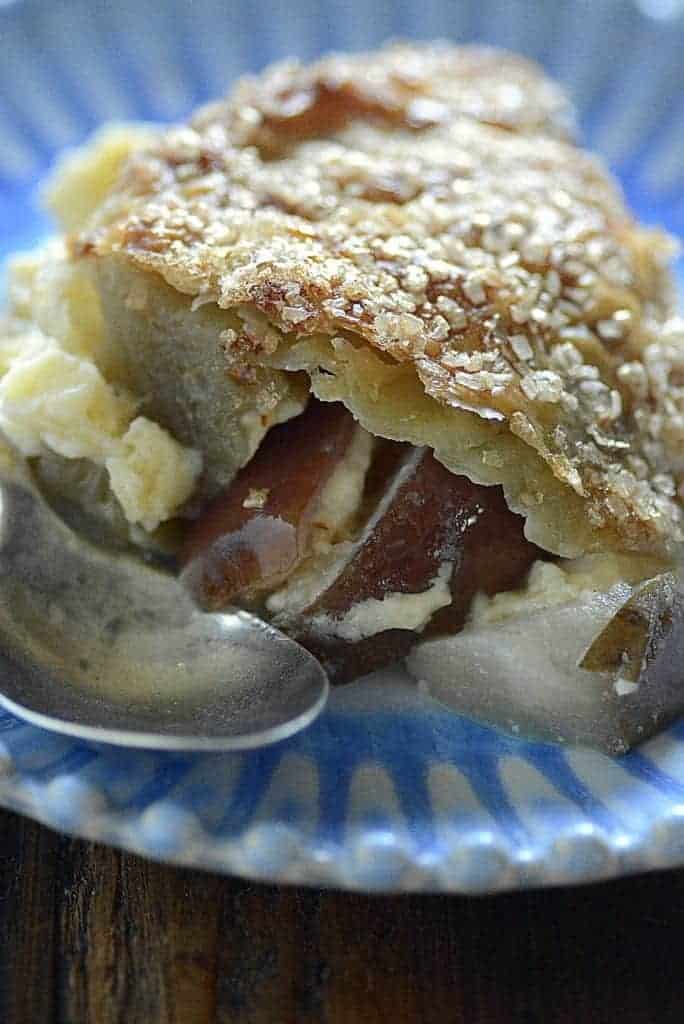 fresh pear custard upside down pie