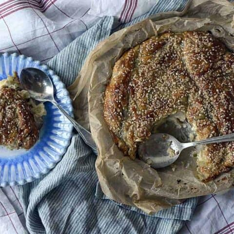 fresh pear custard upside down pie