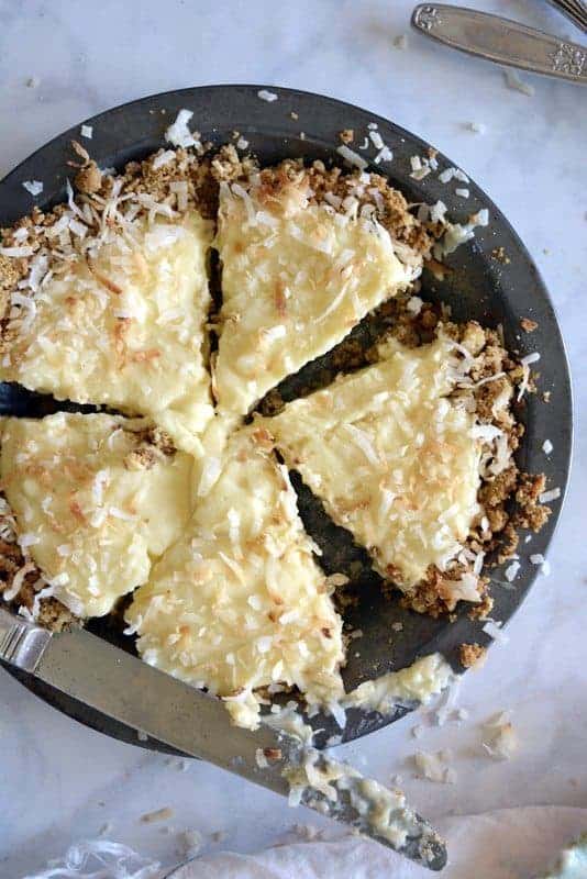 vintage graham cracker crème pie with toasted coconut