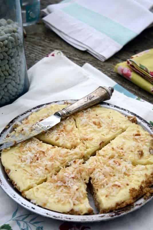 vintage graham cracker crème pie with toasted coconut