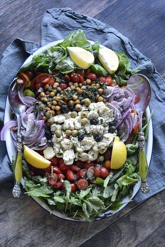contemporary caprese platter salad