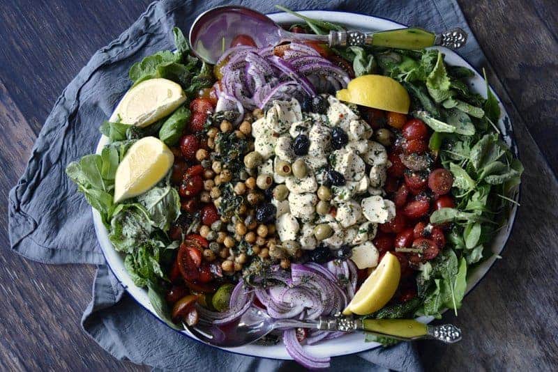 contemporary caprese platter salad