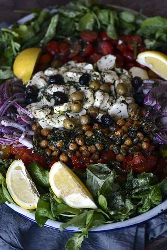 contemporary caprese platter salad