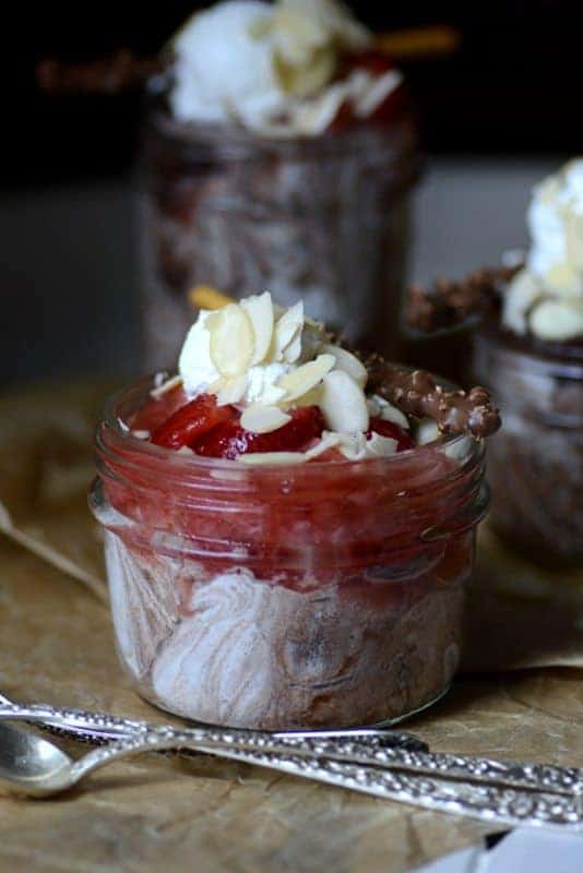 strawberry chocolate mousse jar