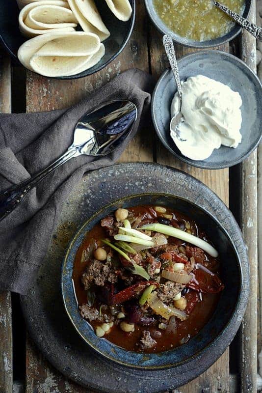 slow cooker aussie grassfed beef cowboy caviar layered chili