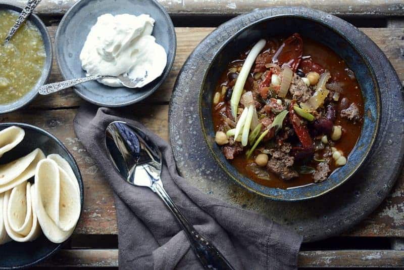 slow cooker aussie grassfed beef cowboy caviar layered chili