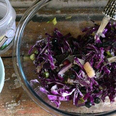 crunchy pineapple blueberry slaw