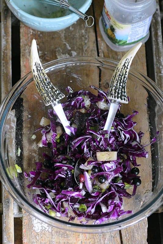 crunchy pineapple blueberry slaw