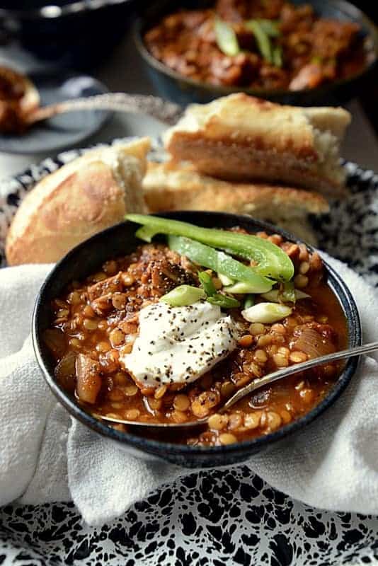 slow cooker caribbean jerk pork and red lentils