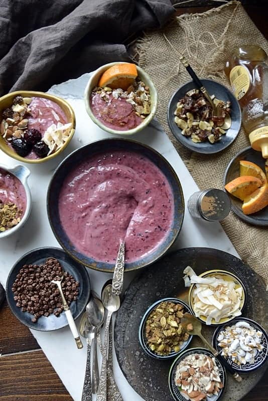 lemongrass ginger mixed berry smoothie bowl bar