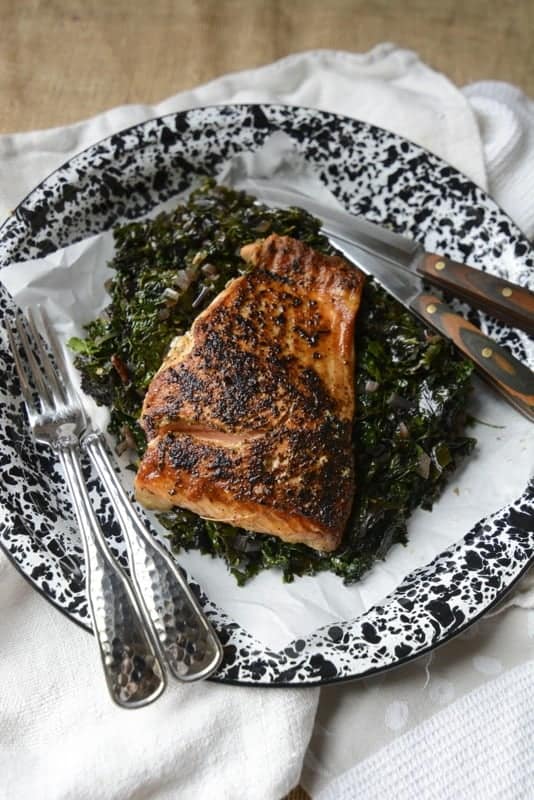 pan seared salmon & fresh greens