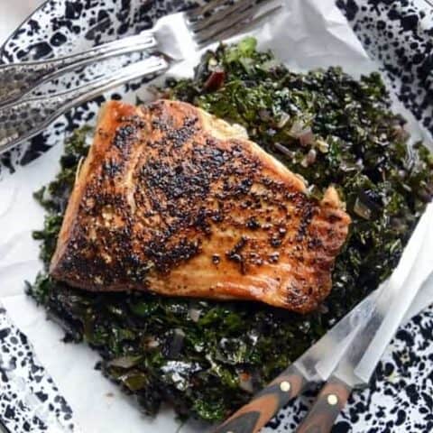 pan seared salmon & fresh greens