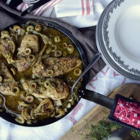 one skillet greek chicken fennel onions and olives