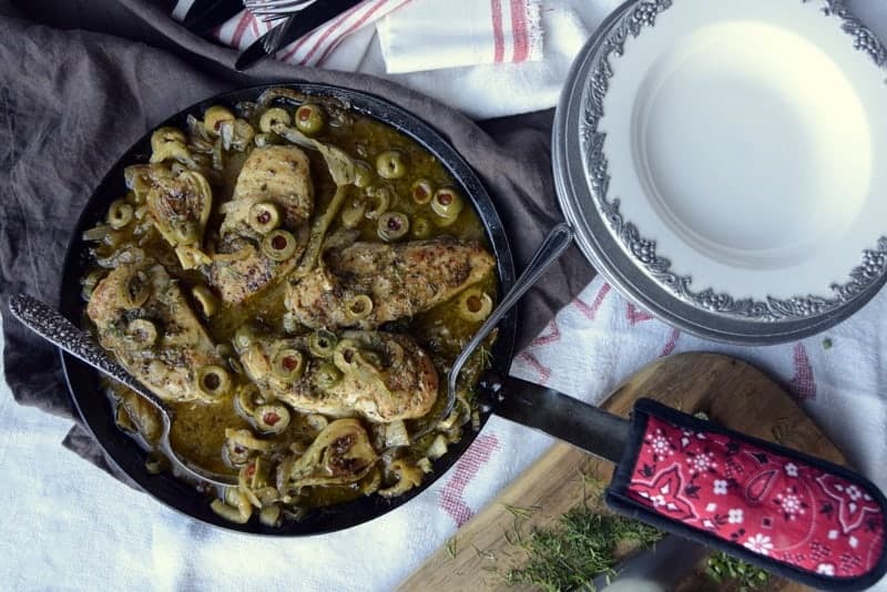 one skillet greek chicken fennel onions and olives