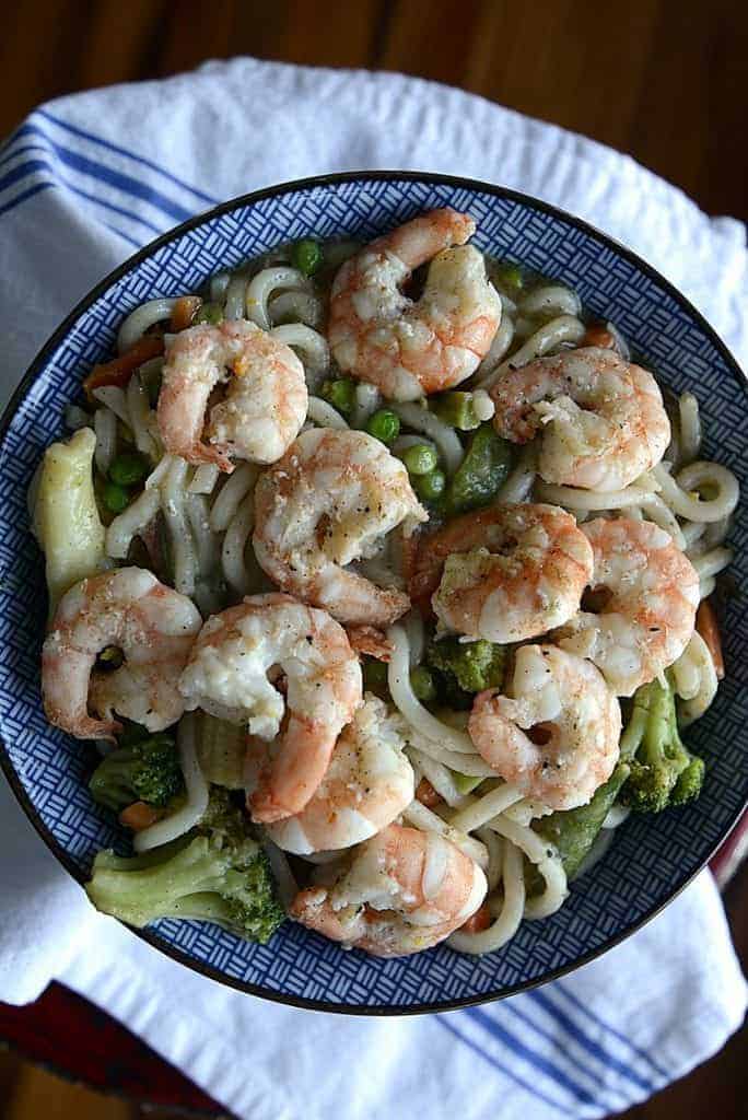  shrimp veggie noodle bowl