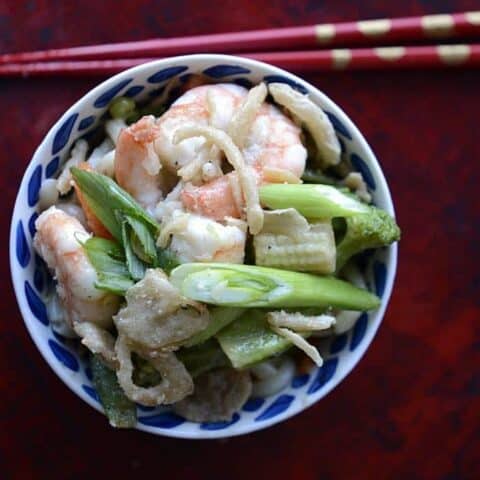 shrimp veggie noodle bowl